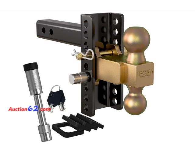 Lot 44-1801n - NEW IFOKA Adjustable Trailer Hitch, 6 Inch Drop Hitch Ball Mount, 20,000 LBS GTW, Tow Hitch for Heavy Duty Truck with Double Hitch Locks and...