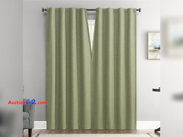 Lot 44-7004g - SunZero Vance 2 piece magnetic closure 100% blackout back tab curtain panel pair 37"×84", sage green  Appears New, A basic inspection has be...