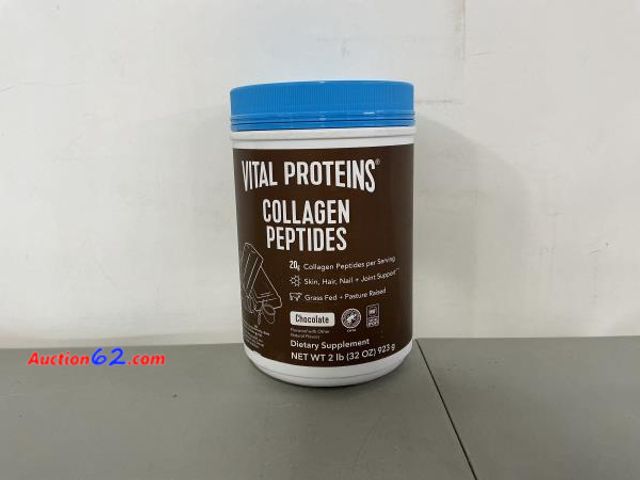 Lot 44-1558b - $39 Retail value- Vital Protein Collagen Peptides, Pasture Raised, Grass Fed, Paleo Friendly, Gluten / Zero Sugar Dairy Free, Chocolate, 32....