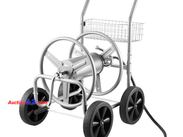 Lot 44-1700e - VEVOR Hose Reel Cart, Hold Up to 300 ft of 5/8’’ Hose, Garden Water Hose Carts Mobile Tools with 4 Wheels, Heavy Duty Powder-coated Steel Ou...