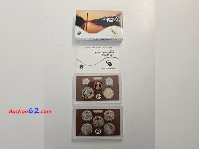 Lot 44-8537p - VERY PRICEY 2017-S PROOF SET W/SEQUOYAH GEORGE GIST NATIVE AMERICAN SACAGAWEA DOLLAR, KENNEDY HALF DOLLAR, AMERICA THE BEAUTIFUL NATIONAL PA...