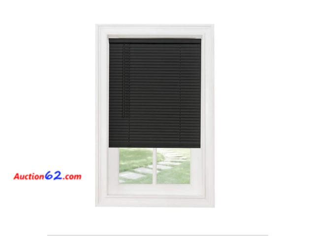 Lot 44-7409p - Lot of (2) GII Morningstar black cordless light filtering vinyl mini blind with 1 in. Slats 35 in. W × 48 in. L and 1 in. Slats 36 in. W × 4...