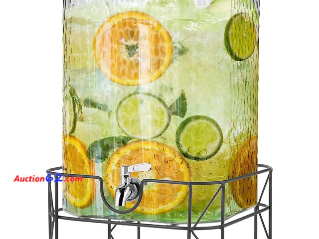 Lot 44-308M - Kochorie 4.6 Gallon Glass Drink Dispenser with Stand and Stainless Spigot Beverage Dispensers with Lids Cold Drink Dispenser Glass Jug Juice...