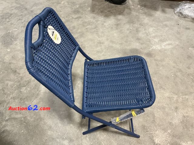 Lot 44-261e - $80 Retail price - (Missing Rubber Caps)Monochromatic Rope Folding Chair Navy Blue - Threshold™ See All Photo's E-Commerce Return, A basic i...