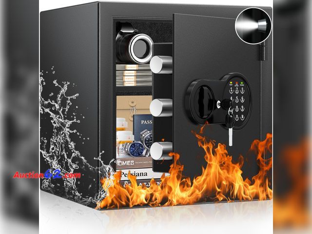 Lot 44-793w - $159.99 Retail price - Mitlvge 2.0 Cuft Fireproof Safe Box, 35-Min Fire Resistant Home Safe with Digital Keypad &amp; Spare Keys, Smart Alar...