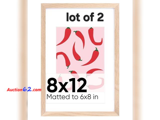 Lot 44-6864p - Homeforia Set of 2 Premium Oak Wooden Picture Frames 8x12 with 5x7 Mat, Tempered Glass, and Wall Hook Included Appears New, A basic inspecti...