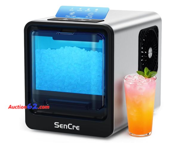 Lot 44-1837 - $400 Retail price - Nugget Ice Maker Countertop with Auto Water Refill, 42lbs/Day Stainless Steel Ice Machine with Pull-Out Drawer ＆ One-Cli...