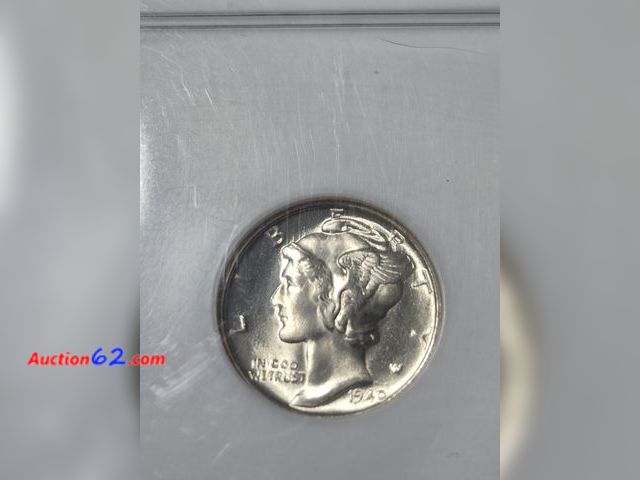 Lot 44-8303j - HIGH GRADE BEAUTIFUL 1940-S MERCURY 90% SILVER DIME GRADED MS66 (MINT STATE) BY NGC. THIS IS AN OLDER VINTAGE NGC HOLDER. MINTED IN SAN FRAN...