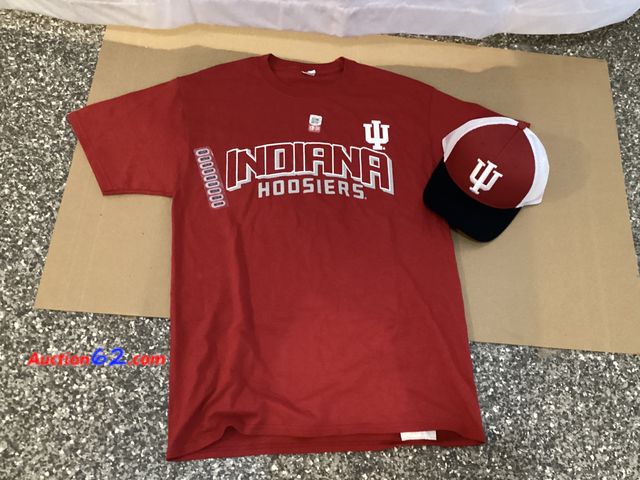 Lot 44-7734i - Lot of (1) adult medium Indiana University T-shirt and IU trucker hat.  Appears New, A basic inspection has been given to this item. Sold AS...