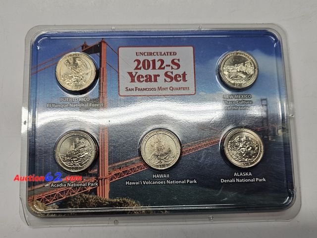 Lot 44-8305o - 2012-S YEAR SET. ALL FIVE NATIONAL PARK BRILLIANT UNCIRCULATED QUARTERS MINTED IN SAN FRANCSICO. THESE COINS DID NOT GO OUT TO THE BANKS. TH...