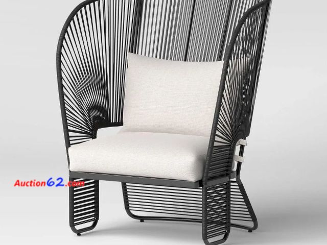 Lot 44-11w - $250 Retail price - Threshold Mackworth Patio Statement Chair - Weather Resistant, DuraSeason Fabric Cushions Not Tested See All Photo's App...