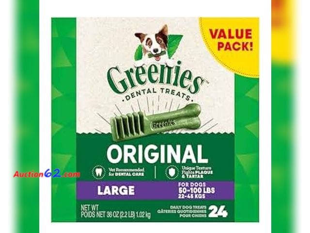 Lot 44-6917b - Greenies Original Large Dental Dog Treats, 36 oz. Pack (24 Treats) Appears New