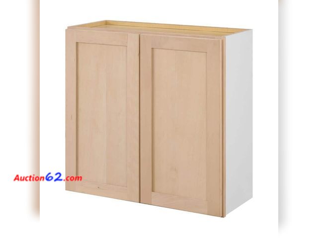Lot 44-552t - Retail value- $109- 30 in. W X 12 in. D X 30 in. H Ready to Assemble Wall Kitchen Cabinet in Unfinished with CLICKREADY Technology Appears N...