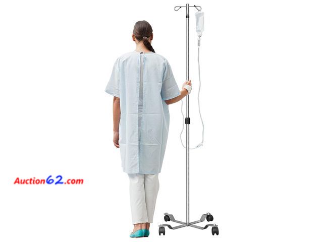 Lot 44-4017o - IV Pole with Wheels Medical Portable IV Stand Pole, IV Bag Stand with Removable IV Bag Holder, 47" to 85" Adjustable Height Pole, with 2 Hoo...