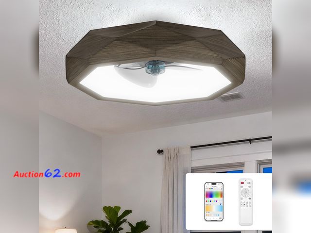Lot 44-425o - $199.99 Retail price - 22″ LED Ceiling Fan with Lights and Remote, RGB Ceiling Fan with Smart APP/Remote Control, Bedroom Flush Mount Ceilin...