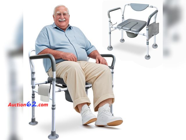 Lot 44-186 - $169.95 Retail price - Aliseniors Heavy Duty Bedside Commode, 500lbs Extra-Wide Bariatric Commode Chair for Adults &amp; Seniors, Portable T...