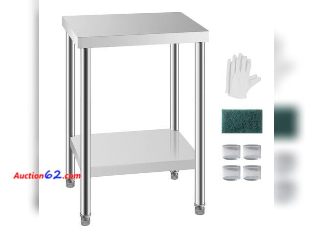 Lot 44-1626e - $115.99 Retail price - HXCFYP 24x18 Inch NSF Stainless Steel Prep Work Table with Undershelf Metal Not Tested See All Photo's Appears New, A...