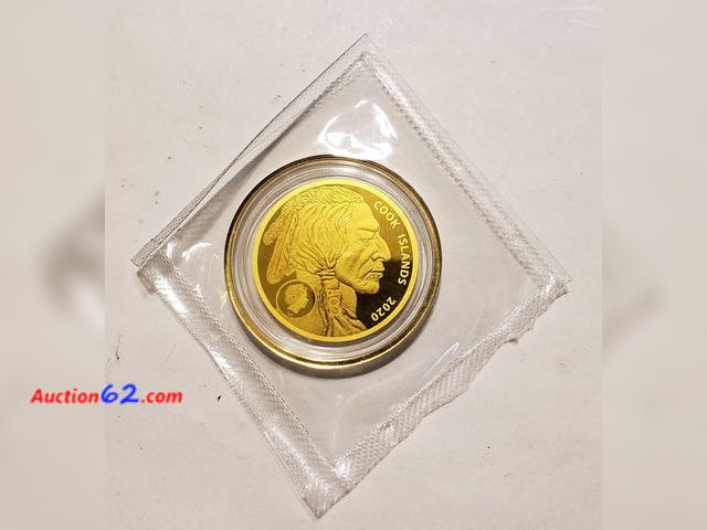 Lot 44-8333o - 2020 COOK ISLANDS $5 GOLD BUFFALO COIN. HAS .2 GRAMS OF .9999 FINE GOLD-NT