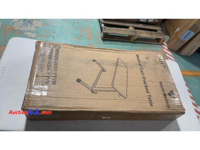 Lot 44-1978 - Vaunn Medical Adjustable Overbed Bedside Table With Wheels (Hospital and Home Use) Not Tested See All Photo's E-Commerce Return, A basic ins...