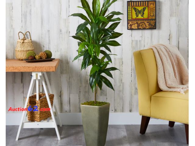 Lot 44-733b - Retail value $93- 4.5 ft. Dracaena Artificial Plant in Green Planter (Real Touch) 1. Appears New, A basic inspection has been given to this ...