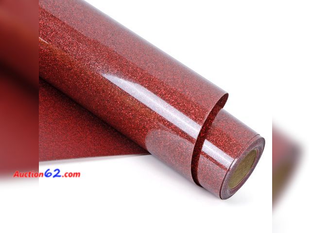 Lot 44-9193 - RENLITONG Glitter Red Heat Transfer Vinyl Rolls - 12" x 8ft HTV Vinyl for Shirts, Iron on Vinyl for Cameo - Easy to Cut &amp; Weed for Heat ...