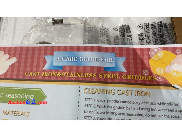 Lot 44-4097w - Cast Iron &amp; Stainless Steel Griddle Care Guide Not Tested See All Photo's Appears New, A basic inspection has been given to this item. S...