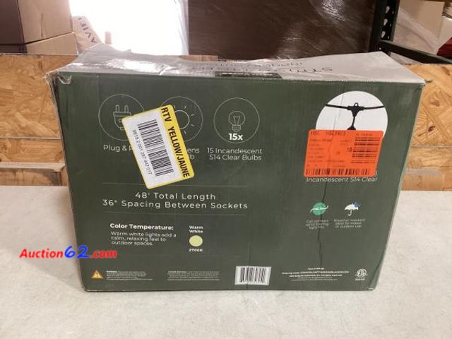 Lot 44-261b - Bulbrite 48-Foot String Indoor/Outdoor String Light- No Bulbs Included, Untested  - 2. Ecommerce Return, A basic inspection has been given t...