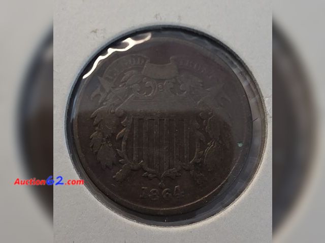 Lot 44-8316g - **VERY SCARCE** 1864 TWO CENT PIECE. FIRST COIN TO FEATURE (IN GOD WE TRUST). SANCTIONED BY ABRAHAM LINCOLN. MINTED IN PHILADELPHIA. - NT