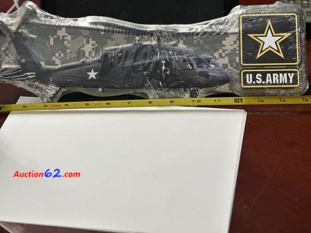 Lot 44-4073f - Aluminum die cut US ARMY Apache helicopter sign. 15x5 . New officially licensed product US ARMY  See All Photo's Not Tested Never opened, Fa...
