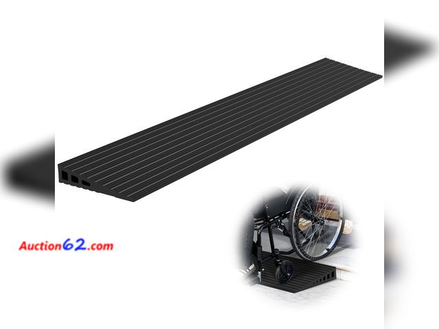 Lot 44-4048e - Nuvium 1.2" Rise Threshold Ramps for Doorways, 35.5" Wide Natural Rubber Power Wheelchair Ramp is Adjustable and Cuttable for Doorways, Curb...