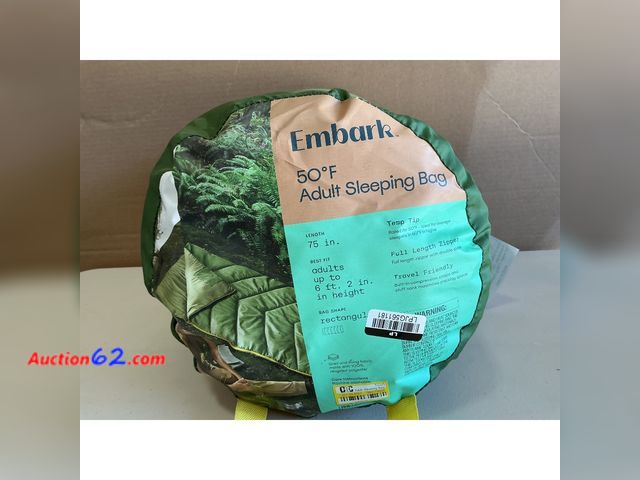Lot 44-1522 - Adult Sleeping Bag 50 Degree - Embark™ E-Commerce Return, A basic inspection has been given to this item. Sold AS-IS., Not Tested