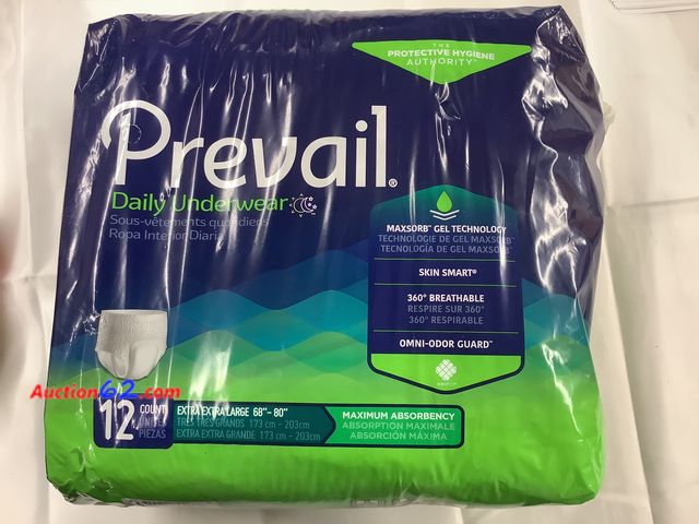 Lot 44-7536k - Prevail daily underwear.Extra large 68”-80”. 12 count See All Photo's Never opened, Factory Sealed
