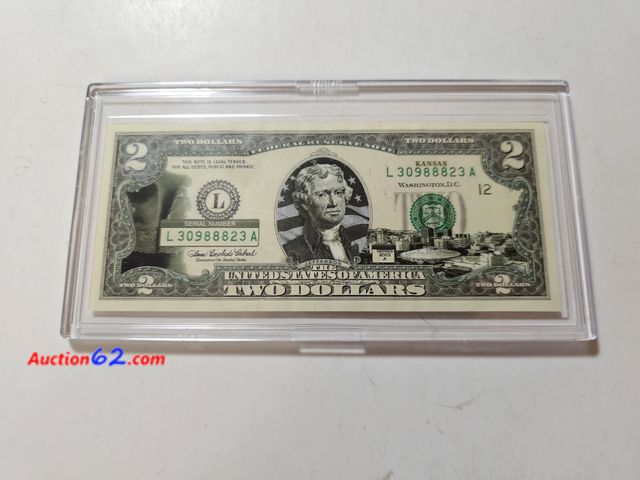 Lot 44-8318q - KANSAS ENHANCED $2 STATE BILL. HAS CAPITAL AND A TORNADO.-NT