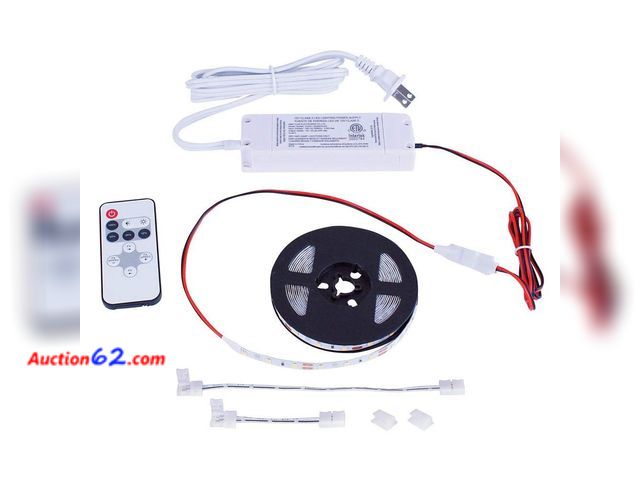 Lot 44-1613e - Commercial Electric 16 ft. White Indoor LED Tape Light w/Remote (Plug-in or Direct Wire) Not Tested See All Photo's Appears New with box dam...