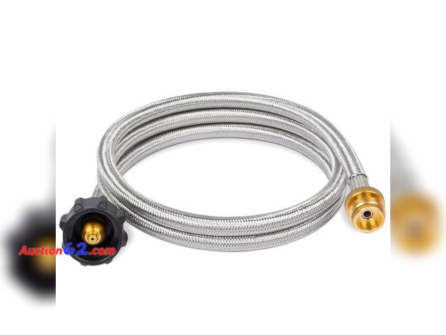 Lot 44-2842e - SHINESTAR 5FT Propane Hose Adapter Tank Stainless Steel Braided Appears New, A basic inspection has been given to this item. Sold AS-IS. Not...