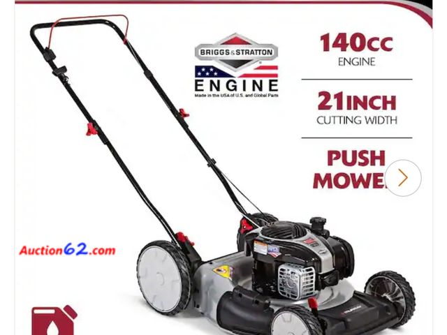 Lot 44-7397o - Murray 21" 140cc Briggs and Stratton walk behind gas push lawn mower with height adjustment and prime 'N pull start retail $279.00 Appears N...