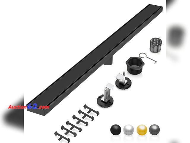 Lot 44-1646e - $132.58 Retail price - DLONE® Linear Shower Drain - 48 Inch Matte Black, with Tile Insert Pane Not Tested See All Photo's E-Commerce Return,...