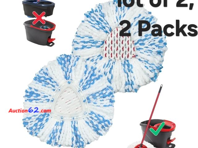 Lot 44-6906p - Lot of 2 Funtin 2-Pack Mop Replacement Heads Compatible with Ocedar EasyWring 1-Tank Spin System, UP 40% More Cleaning Power Mop Replace Hea...