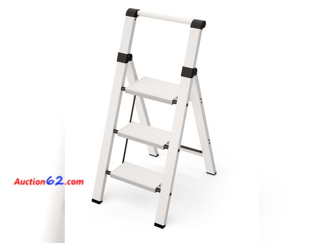 Lot 44-2548w - Taranta 3 Step Ladder, Lightweight Aluminum Step Stool with Convenient Handgrip, Folding Ladder with Anti-Slip Pedals, 330lbs Capacity Stepl...