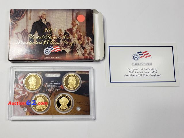 Lot 44-8540g - 2008 PRESIDENTIAL PROOF SET W/JAMES MONROE, JOHN QUINCY ADAMS, ANDREW JACKSON AND MARTIN VAN BUREN. ALL COINS HAVE A DEEP CAMEO FINISH. COME...