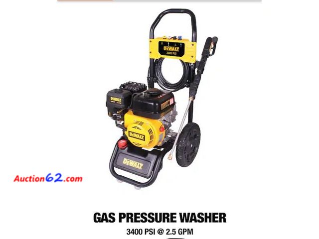 Lot 44-7395o - DeWalt 3400 PSI 2.5 GPM gas pressure washer with maintenance free pump, heavy-duty commercial cold water power washer retail $429.00 E-Comme...