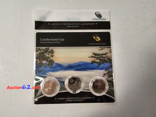 Lot 44-8333k - 2016 3 COIN P,D AND S INDIANA CUMBERLAD GAP NATIONAL PARK SET WITH PROOF QUARTER.-NT