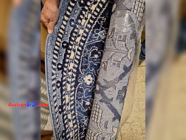 Lot 44-7145i - 7'10" (240×240cm) round blue rug Visa collection  E-Commerce Return, A basic inspection has been given to this item. Sold AS-IS.