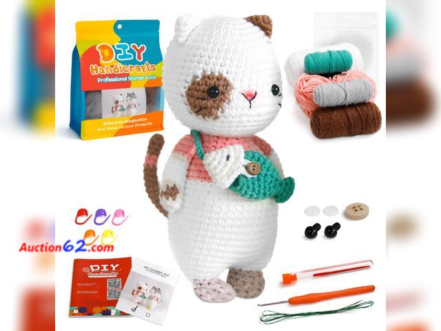 Lot 44-978m - ISTORAGE Crochet Kit for Beginners, Cat Beginner Crochet Kit Crochet Starter Kit DIY Crochet Animals Kits Knitting Supplies, Easy Knitting K...