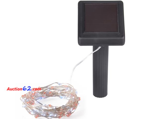 Lot 44-232b - Hunnykome Outdoor 20 ft. Solar Micro LED String Light with 100 Red and White Alternating LED 1. Appears New, A basic inspection has been giv...