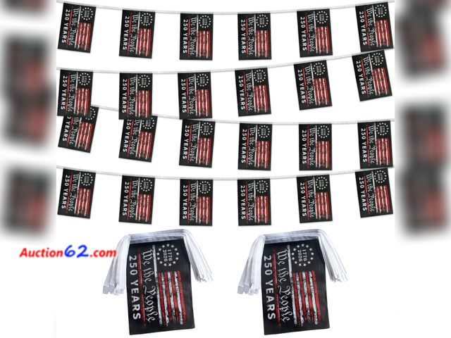 Lot 44-1978e - KERDA 250th Anniversary USA Flag Banner,250 Birthday Flags Bunting We The People 250 Years of Freedom 1776-2026 Patriotic Small Mini String ...