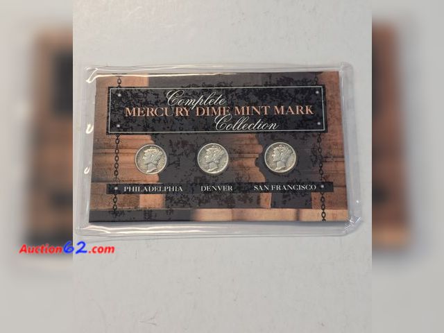 Lot 44-8378w - COMPLETE MERCURY DIME MINT MARK COLLECTION! CONTAINS THREE 90% SILVER MERCURY DIMES FROM EVERY MINT THEY WERE MADE AT! 1945, 1944-D, AND 194...