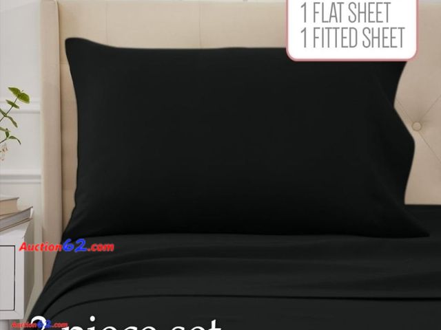 Lot 44-6588w - lalaLOOM Twin Bed Sheet Set, Soft Microfiber Hotel Luxury Bedding, Extra Deep Pocket, 3 Piece Sheets and Pillowcase Appears New