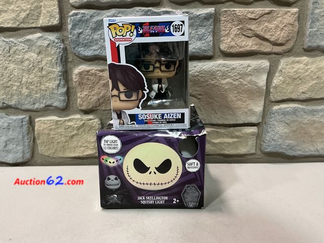 Lot 44-1871e - Funko POP! Animation Bleach - Sosuke Aizen #1697, Jack Skellington Squishy Light See All Photo's Not Tested E-Commerce Return, A basic inspe...