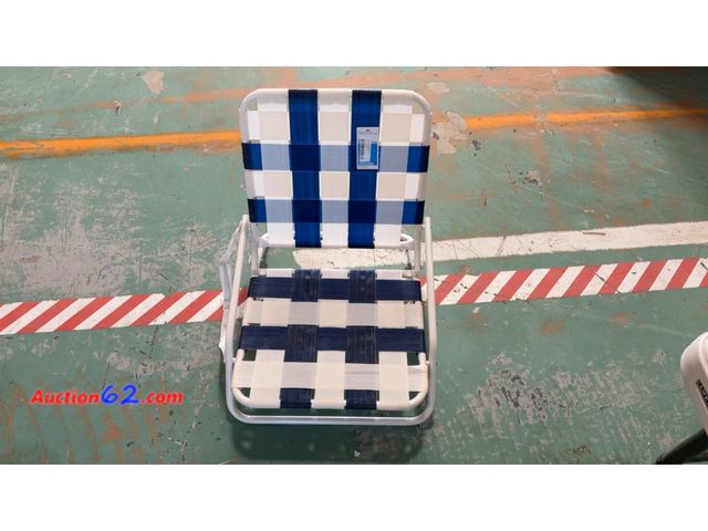 Lot 44-1799w - QRC Webstrap Beach Chair Blue/White Plaid Not Tested See All Photo's E-Commerce Return, A basic inspection has been given to this item. Sold...